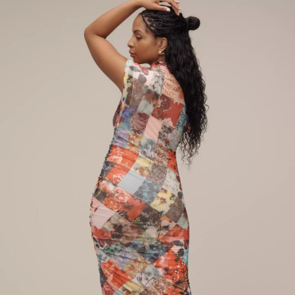 NWR Anthropologie The Maya Ruched Cowl-Neck Dress: Mesh Edition. Small - Picture 2 of 6